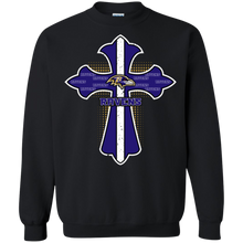 Load image into Gallery viewer, Cross Shirt For Jesus And Baltimore Ravens Fans Sweatshirt