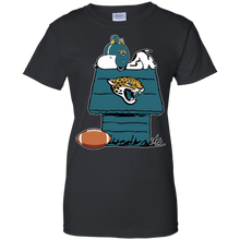 Load image into Gallery viewer, Jacksonville Jaguars Snoopy And Woodstock Waiting For Football Season T-Shirt For Women