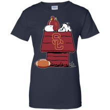 Load image into Gallery viewer, Usc Trojans Snoopy And Woodstock Waiting For Football Season T-Shirt For Women