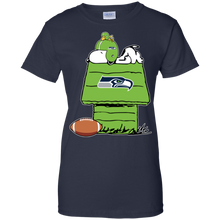 Load image into Gallery viewer, Seattle Seahawks Snoopy And Woodstock Waiting For Football Season T-Shirt For Women