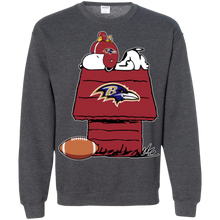 Load image into Gallery viewer, Baltimore Ravens Snoopy And Woodstock Waiting For Football Season Sweatshirt