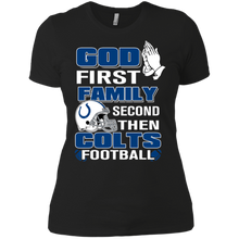 Load image into Gallery viewer, God First Family Second Then Colts Football T-Shirt For Women