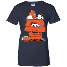 Load image into Gallery viewer, Denver Broncos Snoopy And Woodstock Waiting For Football Season T-Shirt For Women