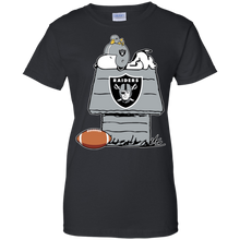 Load image into Gallery viewer, Oakland Raiders Snoopy And Woodstock Waiting For Football Season T-Shirt For Women