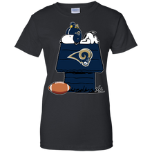 Load image into Gallery viewer, Los Angeles Rams Snoopy And Woodstock Waiting For Football Season T-Shirt For Women