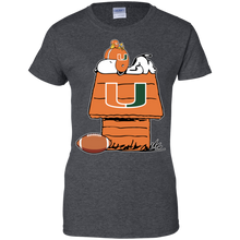 Load image into Gallery viewer, Miami Hurricanes Snoopy And Woodstock Waiting For Football Season T-Shirt For Women