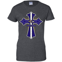 Load image into Gallery viewer, Cross Shirt For Jesus And Baltimore Ravens Fans T-Shirt For Women