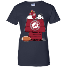 Load image into Gallery viewer, Alabama Crimson Snoopy And Woodstock Waiting For Football Season T-Shirt For Women