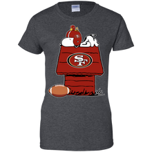 Load image into Gallery viewer, San Francisco 49ers Snoopy And Woodstock Waiting For Football Season T-Shirt For Women