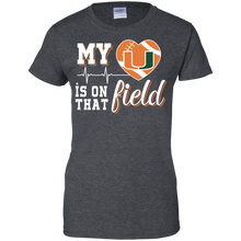 Load image into Gallery viewer, Miami Hurricanes Football My Heart is on that Field T-Shirt For Women