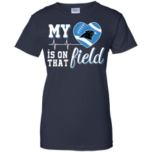 Load image into Gallery viewer, Carolina Panthers Football My Heart is on that Field T-Shirt For Women