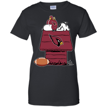 Load image into Gallery viewer, Arizona Cardinals Snoopy And Woodstock Waiting For Football Season T-Shirt For Women