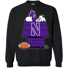 Load image into Gallery viewer, Northwestern Wildcats Snoopy And Woodstock Waiting For Football Season Sweatshirt