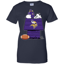 Load image into Gallery viewer, Minnesota Vikings Snoopy And Woodstock Waiting For Football Season T-Shirt For Women