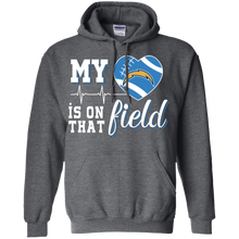 Load image into Gallery viewer, Los Angeles Chargers Football My Heart is on that Field Hoodie Shirt