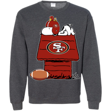 Load image into Gallery viewer, San Francisco 49ers Snoopy And Woodstock Waiting For Football Season Sweatshirt