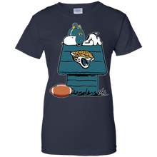 Load image into Gallery viewer, Jacksonville Jaguars Snoopy And Woodstock Waiting For Football Season T-Shirt For Women