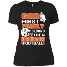 Load image into Gallery viewer, God First Family Second Then Hurricanes Football T-Shirt For Women