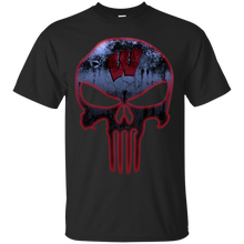 Load image into Gallery viewer, Wisconsin Badgers Football The Punisher Skull T - Shirt For Men