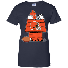 Load image into Gallery viewer, Cleveland Browns Snoopy And Woodstock Waiting For Football Season T-Shirt For Women