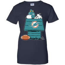 Load image into Gallery viewer, Miami Dolphins Snoopy And Woodstock Waiting For Football Season T-Shirt For Women