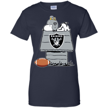Load image into Gallery viewer, Oakland Raiders Snoopy And Woodstock Waiting For Football Season T-Shirt For Women