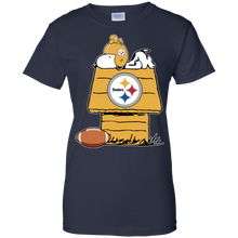 Load image into Gallery viewer, Pittsburgh Steelers Snoopy And Woodstock Waiting For Football Season T-Shirt For Women
