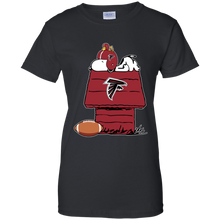 Load image into Gallery viewer, Atlanta Falcons Snoopy And Woodstock Waiting For Football Season T-Shirt For Women
