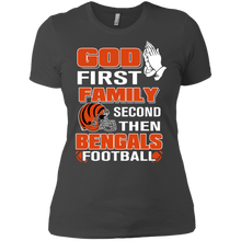 Load image into Gallery viewer, God First Family Second Then Bengals Football T-Shirt For Women