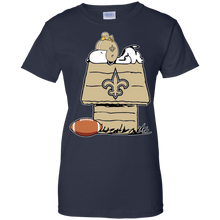Load image into Gallery viewer, New Orleans Saints Snoopy And Woodstock Waiting For Football Season T-Shirt For Women