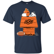 Load image into Gallery viewer, Oklahoma State Cowboys Snoopy And Woodstock Waiting For Football Season T - Shirt For Men