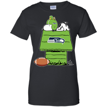 Load image into Gallery viewer, Seattle Seahawks Snoopy And Woodstock Waiting For Football Season T-Shirt For Women