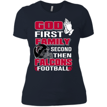 Load image into Gallery viewer, God First Family Second Then Falcons Football T-Shirt For Women