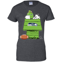 Load image into Gallery viewer, Seattle Seahawks Snoopy And Woodstock Waiting For Football Season T-Shirt For Women