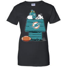 Load image into Gallery viewer, Miami Dolphins Snoopy And Woodstock Waiting For Football Season T-Shirt For Women