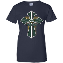 Load image into Gallery viewer, Cross Shirt For Jesus And Green Bay Packers Fans T-Shirt For Women