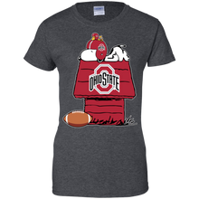 Load image into Gallery viewer, Ohio State Buckeyes Snoopy And Woodstock Waiting For Football Season T-Shirt For Women