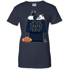 Load image into Gallery viewer, Notre Dame Fighting Irish Snoopy And Woodstock Waiting For Football Season T-Shirt For Women