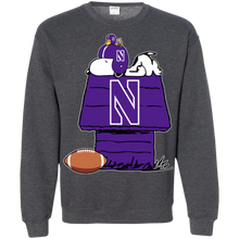 Load image into Gallery viewer, Northwestern Wildcats Snoopy And Woodstock Waiting For Football Season Sweatshirt