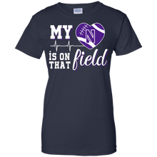 Load image into Gallery viewer, Northwestern Wildcats Football My Heart is on that Field T-Shirt For Women