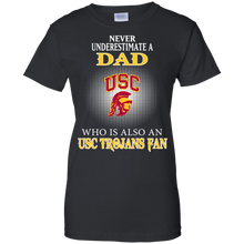 Load image into Gallery viewer, Never Underestimate A Dad Who Is Also A Usc Trojans Fan T-Shirt For Women