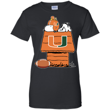 Load image into Gallery viewer, Miami Hurricanes Snoopy And Woodstock Waiting For Football Season T-Shirt For Women