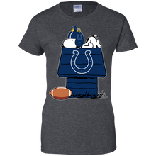 Load image into Gallery viewer, Indianapolis Colts Snoopy And Woodstock Waiting For Football Season T-Shirt For Women