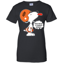 Load image into Gallery viewer, This Is For All U Oklahoma State Cowboys Haters Snoopy T-Shirt For Women
