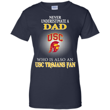 Load image into Gallery viewer, Never Underestimate A Dad Who Is Also A Usc Trojans Fan T-Shirt For Women