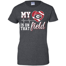 Load image into Gallery viewer, Georgia Bulldogs Football My Heart is on that Field T-Shirt For Women