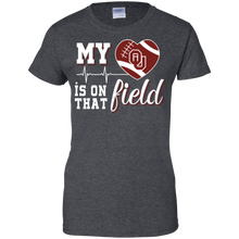 Load image into Gallery viewer, Oklahoma Sooners Football My Heart is on that Field T-Shirt For Women