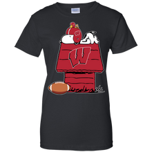 Load image into Gallery viewer, Wisconsin Badgers Snoopy And Woodstock Waiting For Football Season T-Shirt For Women