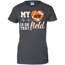 Load image into Gallery viewer, Oklahoma State Cowboys Football My Heart is on that Field T-Shirt For Women