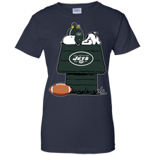 Load image into Gallery viewer, New York Jets Snoopy And Woodstock Waiting For Football Season T-Shirt For Women